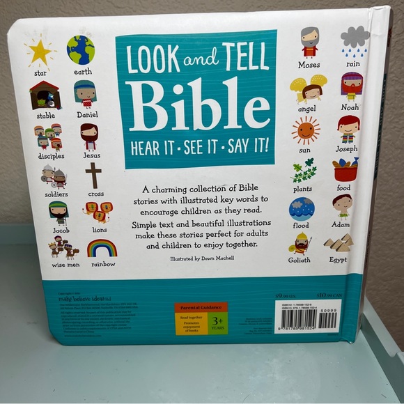 Hardcover Board Book The Look and Tell Bible: Bible Stories Rebus Dawn Machell - Picture 2 of 9